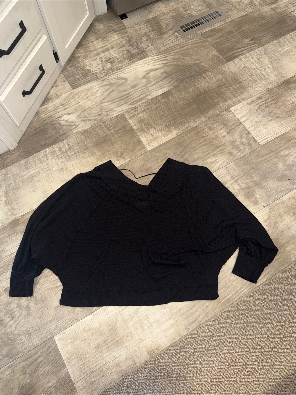 We The Free Black Lightweight Knit Dolman waffle Shirt